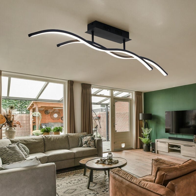 Globo - Deckenleuchte Designlampe Wohnzimmer led Deckenlampe Schlafzimmer, schwarz graphit, 20W 1130lm warmweiß, LxH 88 ...