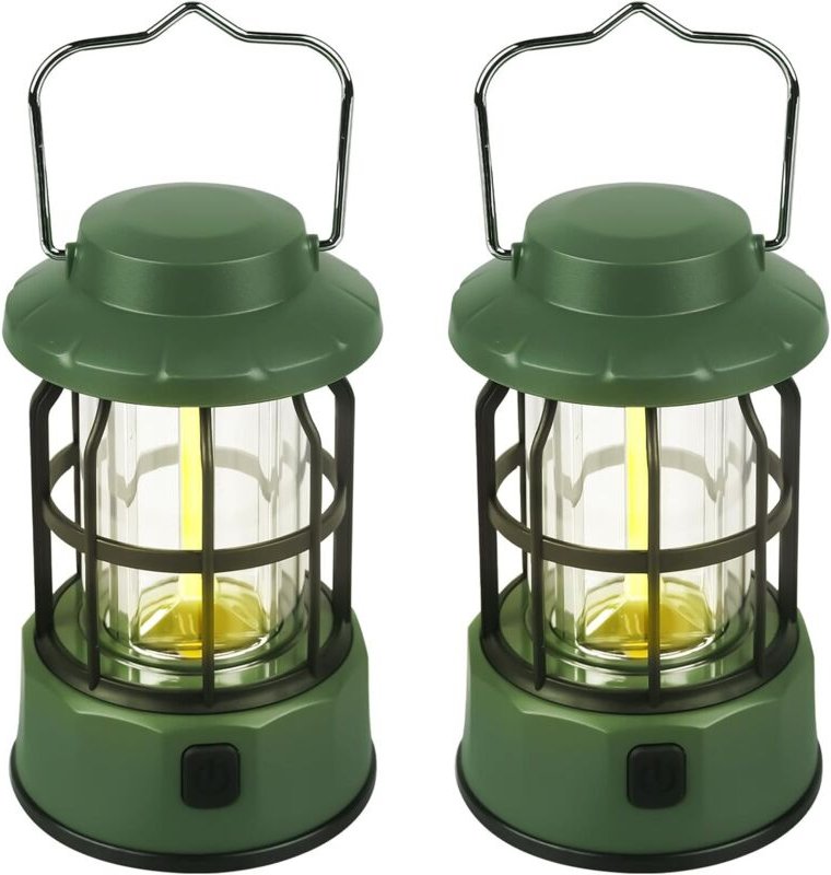 Set mit 2 tragbaren LED-Campinglampen – Retro-Campinglampe mit dimmbarer und IPX4-wasserdichter Beleuchtung – Wasserdich...