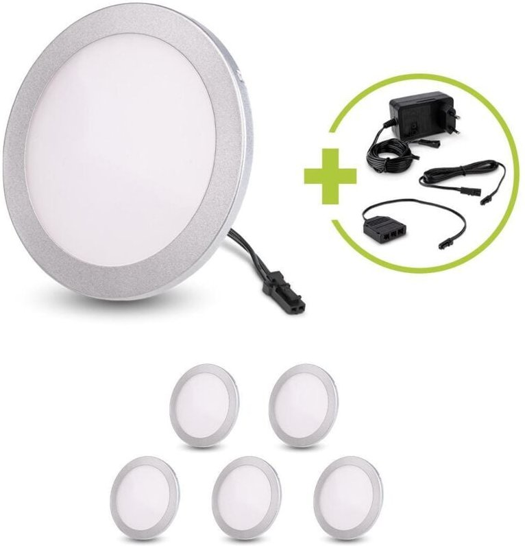 LED Mini Panel rund 3W 12V IP20 Ø100mm - Lichtfarbe: Warmweiß 3000K - Anzahl: 6x