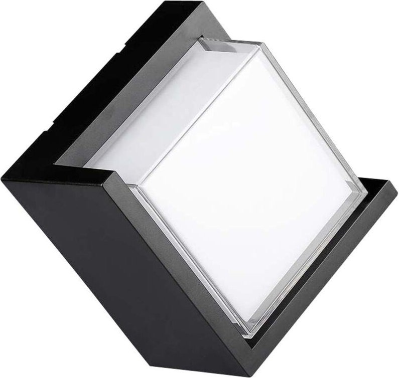 12W quadratische LED-Wandleuchte mit halbabgedecktem Diffusor, Schwarz, Naturweiß, IP65 - V-tac