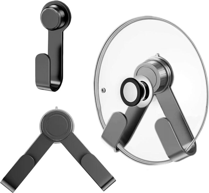 Stück drehbarer Deckelhalter mit Saugnapf, verstellbarer Wandhaken, Küchenaufbewahrungsregal, Schneidebretthalter, Multi...