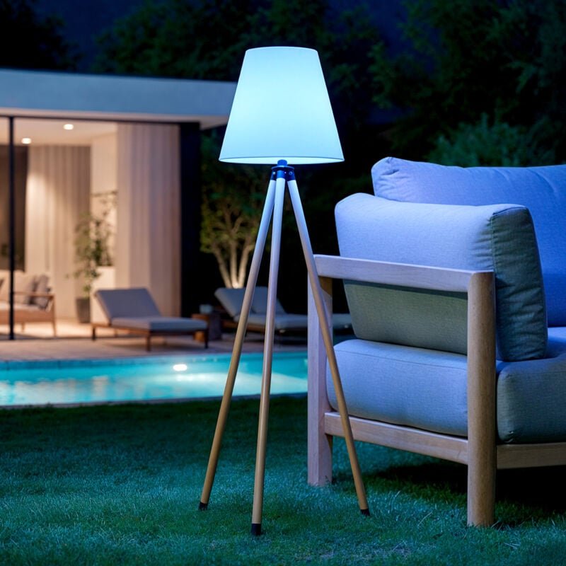 Efectoled - LED-Stehlampe Außen Metall rgb Solar mit wiederaufladbarem USB-Akku Kefre Sandgelb