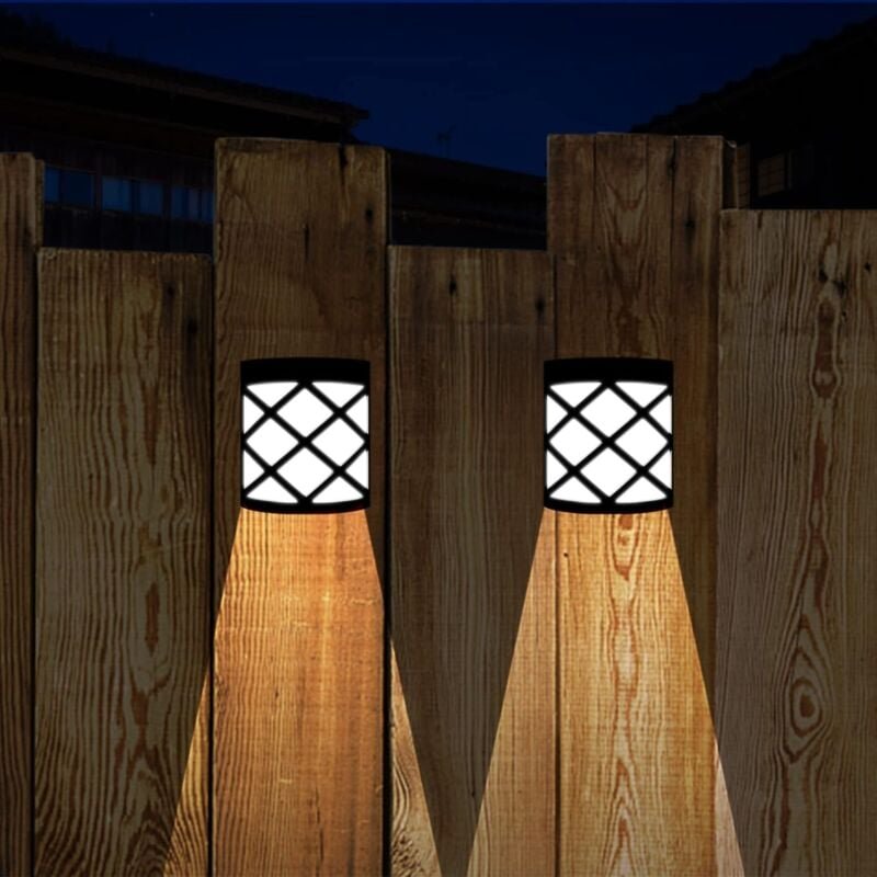 Solar-Außenwandleuchte, Solarbeleuchtung, Außenwandleuchte, kabelloses wasserdichtes Zaunlicht für Veranda, Garage, kalt...