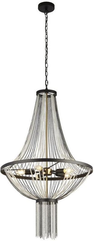 Searchlight Baguette 5-flammige Pendelleuchte, schwarz, satiniertes Messing