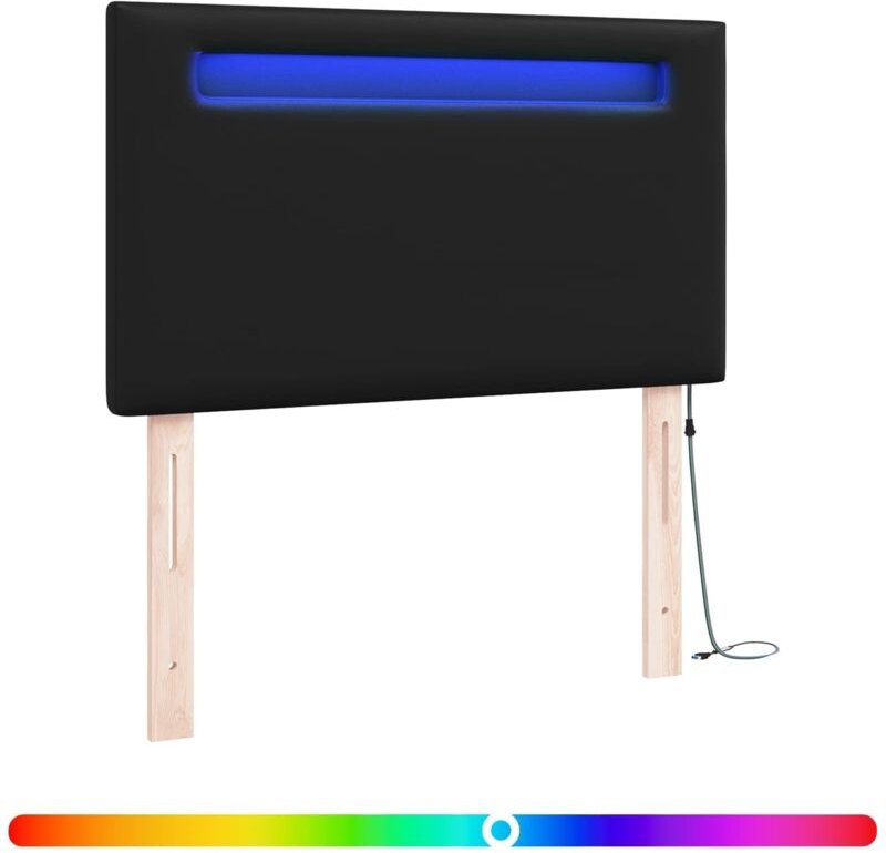 Maison Exclusive - LED Kopfteil Schwarz 100 cm Kunstleder