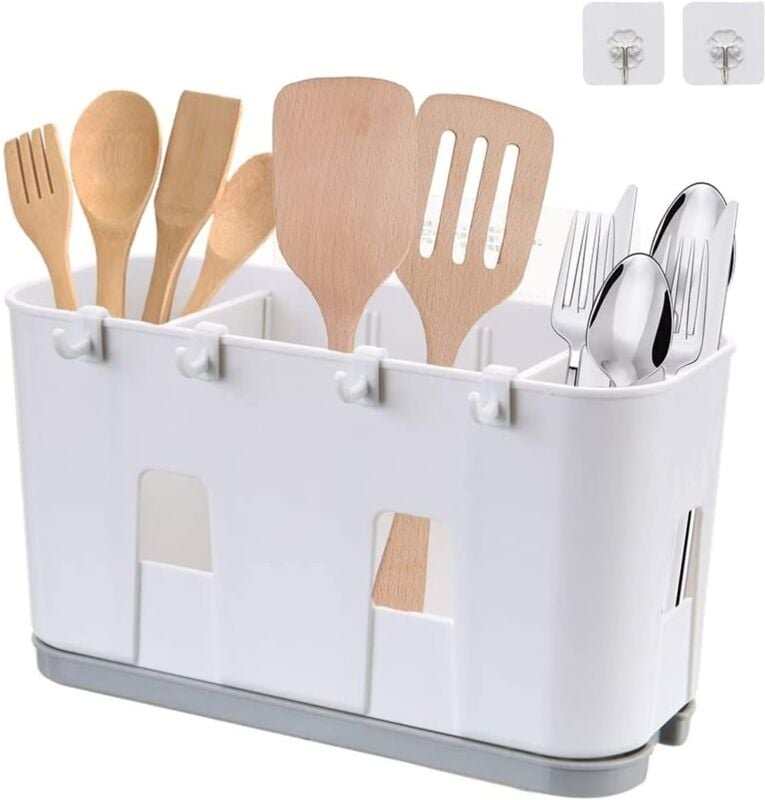 Ersandy - Küchenutensilien-Abtropfgestell für Messer und Gabel, Löffel, Spüle, Trockenkorb