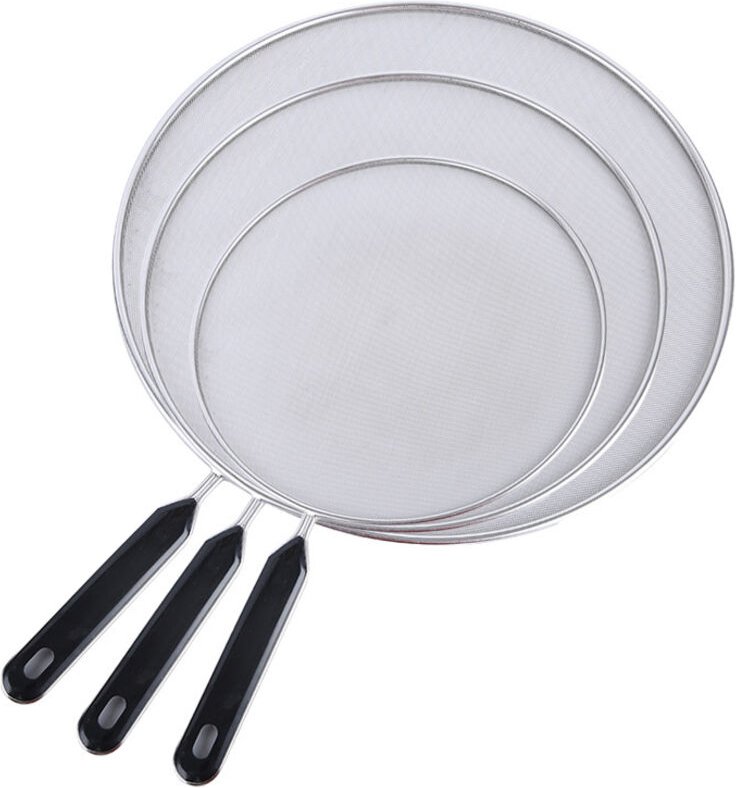 3-teiliger Spritzschutzdeckel aus Edelstahl mit Griff, Küchenspritzschutz, 19 cm, 25 cm, 29 cm, für verschiedene Bratpfa...