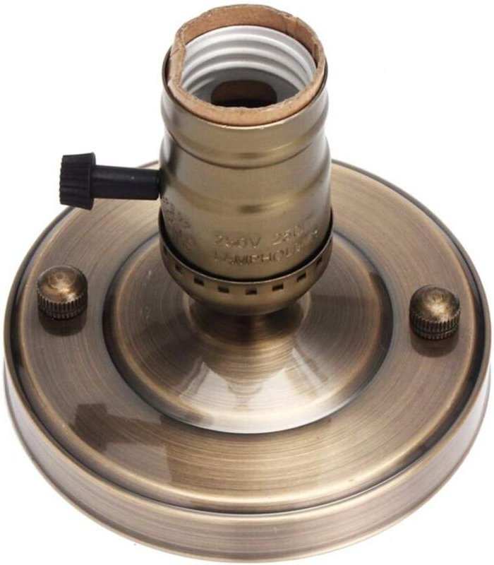 Aougo - E26-Solid-Glühbirnenfassung, E26-Lampensockel, galvanisiertes Aluminium, Vintage-Retro-Edison-Schraube, Deckenle...