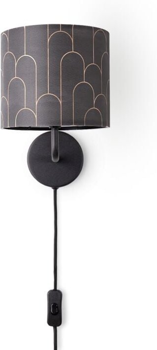 Tischlampe Nachttisch Stoffschirm Wandleuchte Wohnzimmer Tischleuchte Vintage Wandleuchte - Schwarz, Design 5 (Ø18 cm) -...