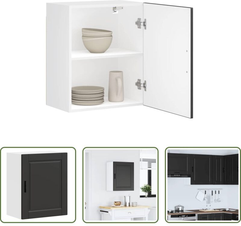 Wandregal - Küchen-Hängeschrank Porto Schwarz Holzwerkstoff