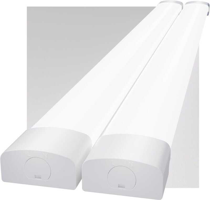 Modlicht 2er Pack LED Feuchtraumleuchte Weiß 60cm 18W 5000K,PC,IP65,110lm/W,ultraflach LED-Röhren mit Verbindungskabel,f...