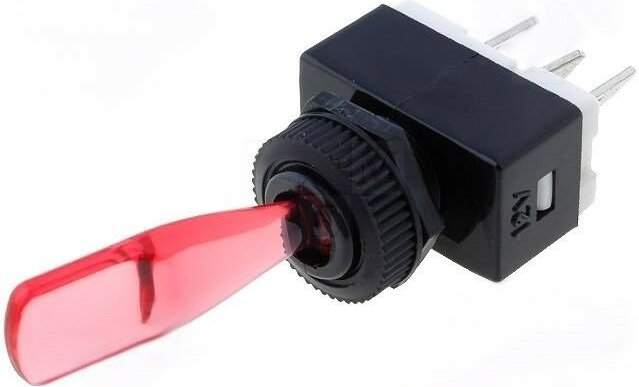 Beleuchteter Kippschalter 12V ROT 6A/12Vdc ON-OFF