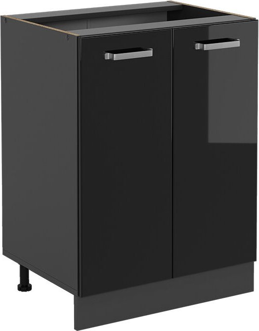 Stehender Küchenschrank R-Line, Schwarz Hochglanz, 60 cm ohne Arbeitsplatte Vicco