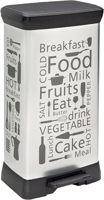 Thumbnail - Curver - Deco bin 50L Treteimer, 39 x 29 x 73 cm, Küchenmotiv (205873)