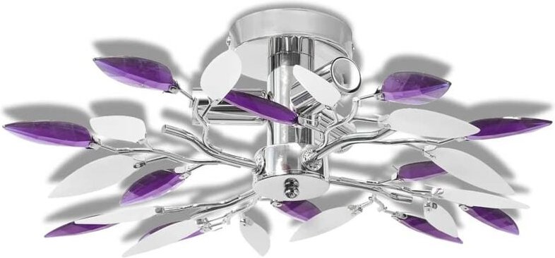 Vidaxl - Deckenleuchte Weiße & Lila Acrylglas-Blätter 3 × E14-Lampen