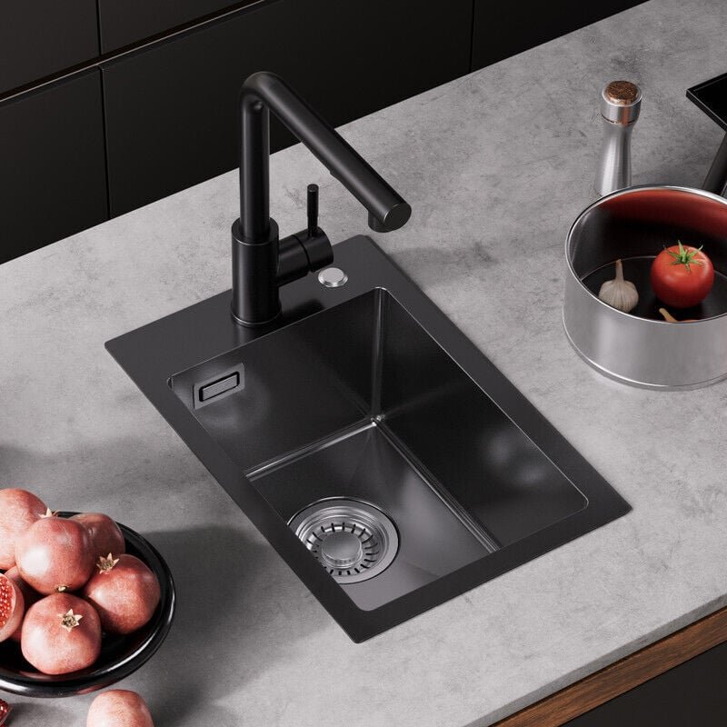 CECIPA MAX Edelstahl Küchenspüle 30 x 45 cm Kleine Küchenspüle Aufsatzspüle inkl. Ablaufgarnitur Set, Anthrazit