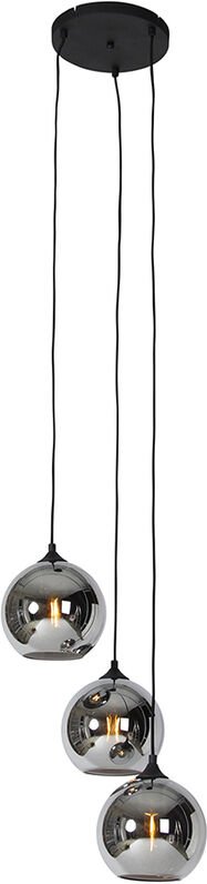 Smarte Pendelleuchte Schwarz mit Rauchglas inkl. 3 Wifi A60 - Wallace