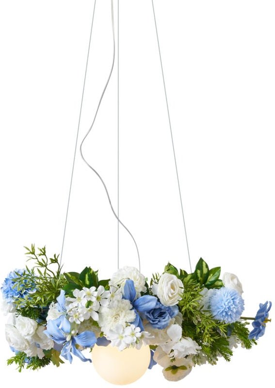 Qazqa - Bohemianische Deckenleuchte schwarz mit farbigen Blumen blau und weiß - Flower Power