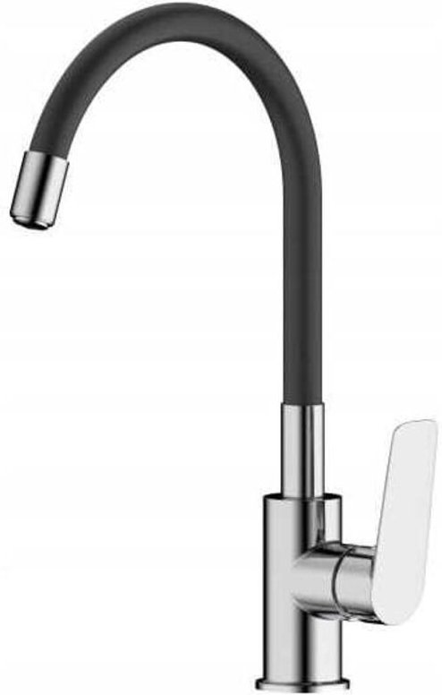 Freistehende Küchenarmatur mit gebogenem Auslauf, Schwarzchrom, Elba