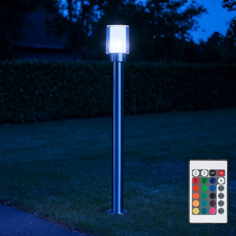 Gartenlampen Außen silber Außenlampe Stehleuchte Wegeleuchten, Fernbedienung dimmbar, Edelstahl Metall weiß klar, IP54, ...