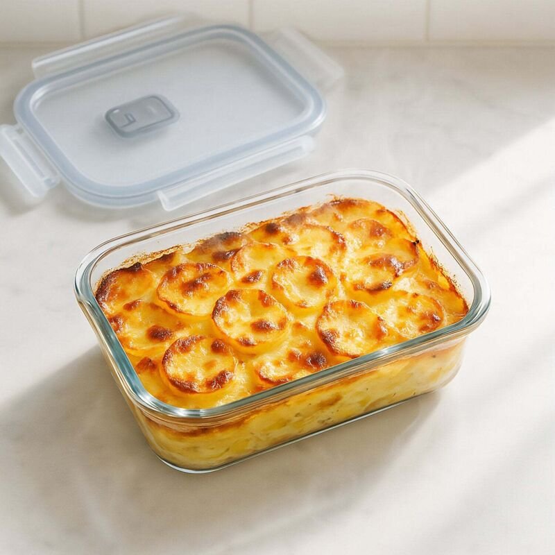 Glasbehalter zur aufbewahrung von lebensmitteln mit luftdichten deckeln