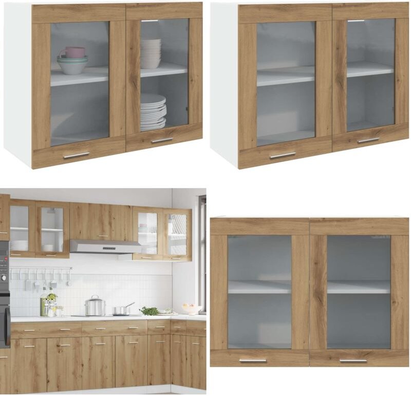 Hängeglasschrank Artisan-Eiche 80x31x60 cm Holzwerkstoff - Vidaxl