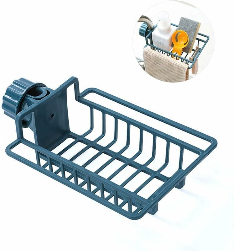 Rutschfeste Ablage für Küchenarmaturen, Spülbecken-Organizer, Abtropfschale, Ablage für Seife, Tücher und Schwämme, 2 St...