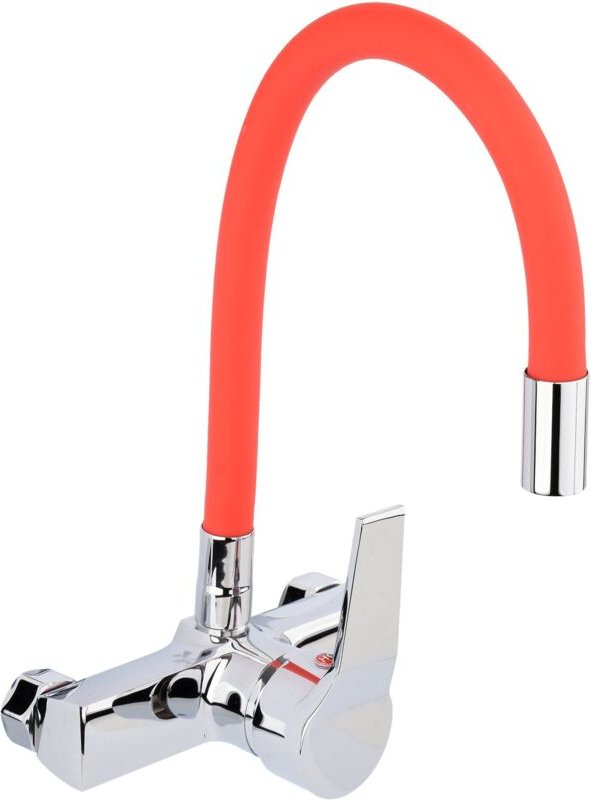 Küchenarmatur, Wandarmatur flexible, rot, Wasserhahn, Spültischarmatur, Mischbatterie