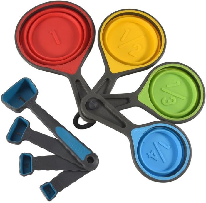 Tlily - Faltbares Silikon Messtassen und Messlöffel Set,Dosierlöffel Kochen Backen Dosieren Dosierhilfe,für Küche