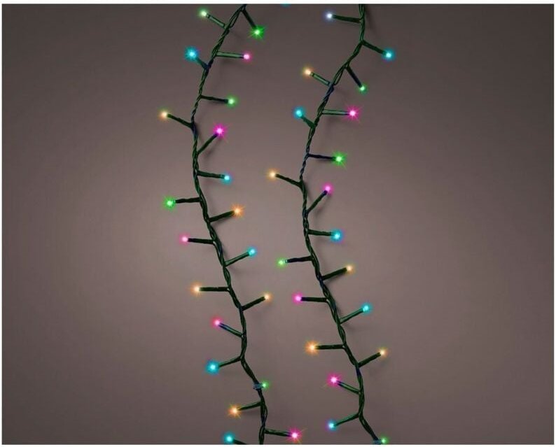 Kompakte LED-Girlande blinkend mehrfarbig pastellfarben 16m 750l grünes Kabel