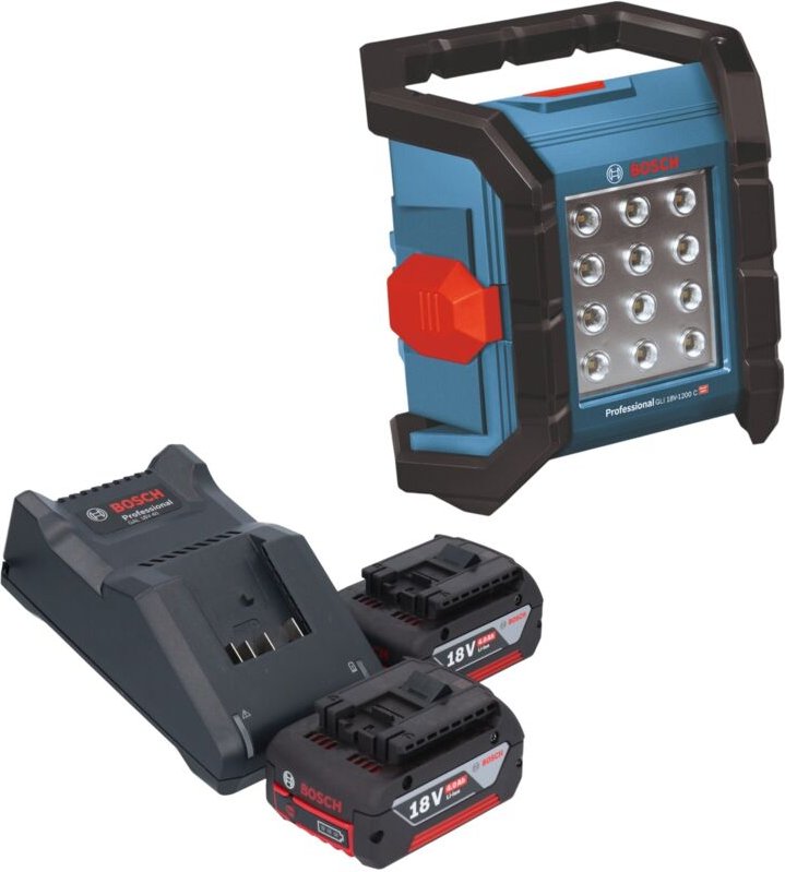 Bosch GLI 18V-1200 C Professional Akku Baustrahler 18 V 1200 lm + 2x Akku 4,0 Ah + Ladegerät