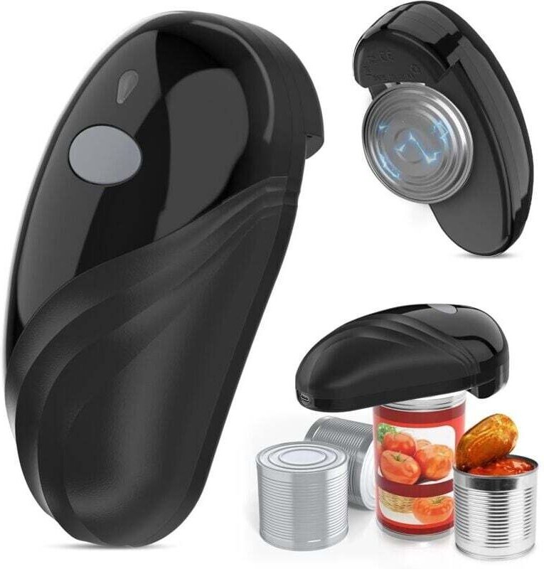 Apriscatole elettrico, ricaricabile e con cavo USB, con funzionamento One-Touch, sicuro per tutte le taglie, gadget da c...