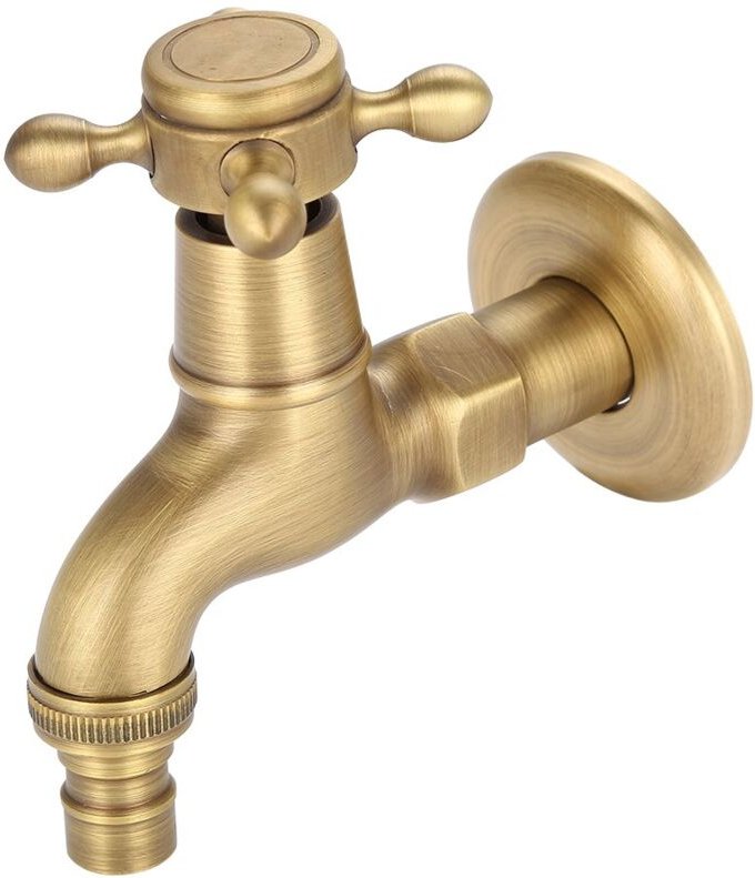 Vintage Wandmischbatterie aus massivem Messing für Gartenwaschmaschine G1/2 Einlassgewinde Ulisem