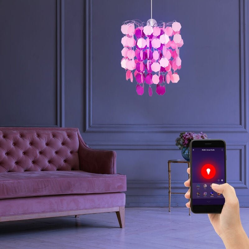 Smart Kinder Hänge Leuchte dimmbar Spiel Mädchen pink Decken Lampe App Sprachsteuerung im Set inkl. rgb led Leuchtmittel