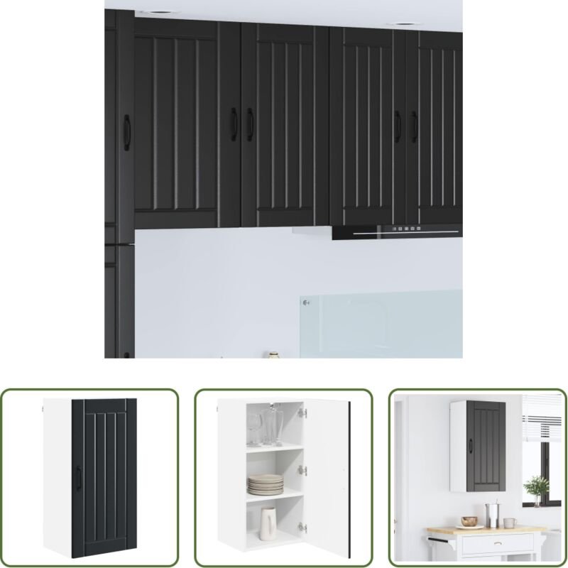 Küchenregal Schwarz - Küchenschrank Schwarz 40 x 31 x 80 cm Holzwerkstoff