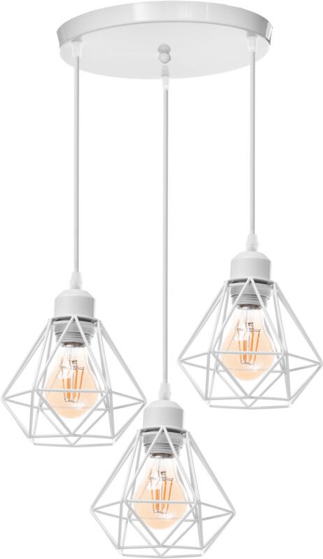 3 Flammig Industrielle Pendelleuchten aus Metall im Diamant Käfig Hängelampe E27 Runde Basis für Küche Wohnzimmer Esszim...