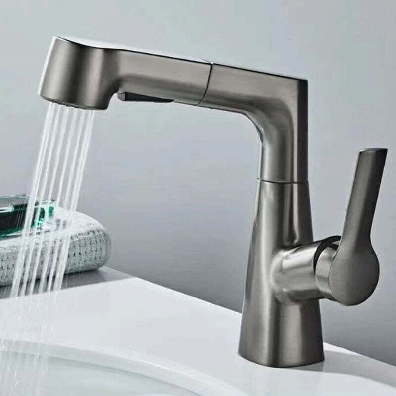 Küchenarmatur mit Ausziehbrause, Küchenmischbatterie mit 360° drehbarer Ausziehbrause, Warm- und Kaltwasseranschluss, Gr...