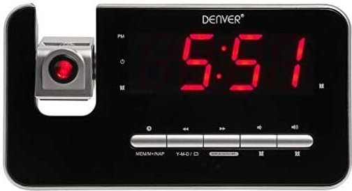 CRP-618 Alarm Clock Radio (Wecker, pll fm Radio, 3,0 cm Display, Projektion, Schwarz) (Importiert) - Denver