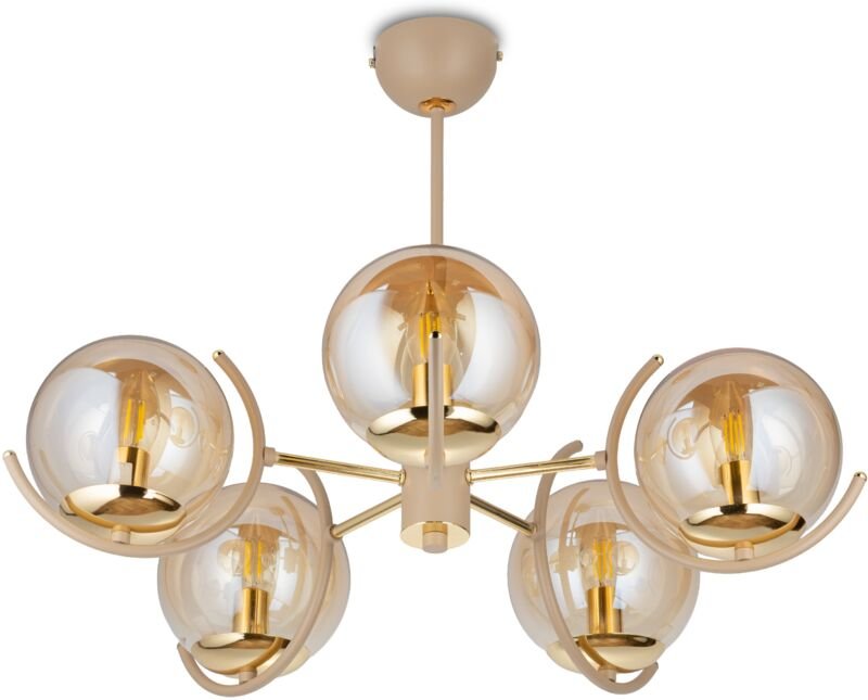 Jacob Kronleuchter Beige Glas 5xE14 60 cm