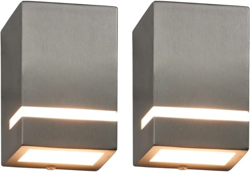 Außenwandleuchten 2 Stk. 35 w Silbern Rechteckig Vidaxl