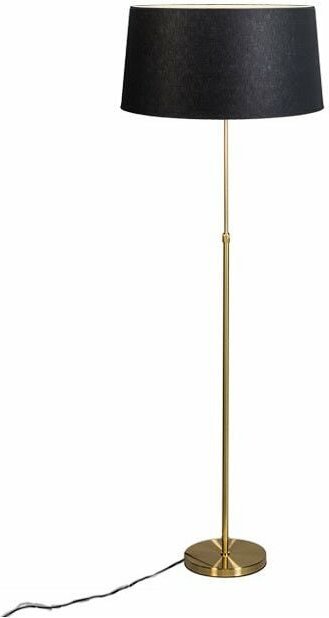 Stehleuchte gold / messing mit Schirm schwarz 45 cm verstellbar - Parte