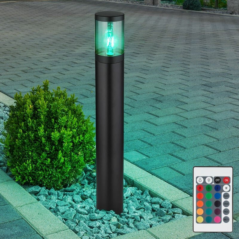 Stehlampe Außenbeleuchtung Sockelleuchte rauch Außen Garten Stehlampe, dimmbar Fernbedienung, Edelstahl, 1x rgb led 8,5W...