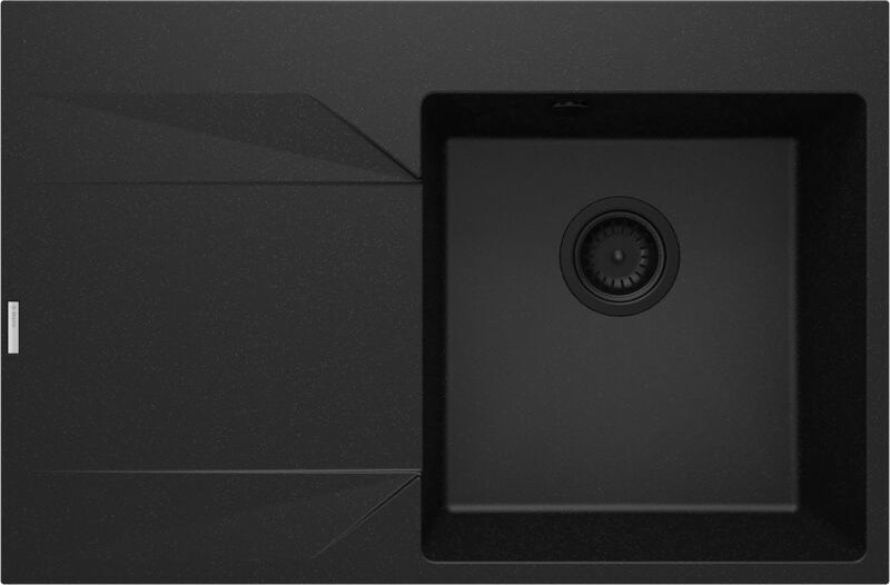 Graphit Metalic Granitspülbecken "Evora" Abtropffläche links 76cm lang