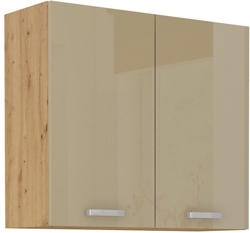 Küchen Preisbombe - Hängeschrank 80 Eiche Artisan Cappuccino Hochglanz Küchenzeile Küchenblock Küche