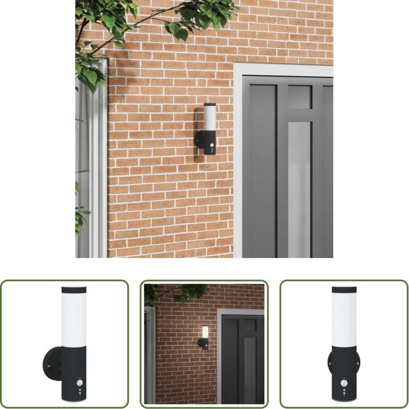 vidaXL Gartenbeleuchtung - Außenwandleuchte Schwarz 15 x 7,5 x 33 cm Edelstahl und Plastik