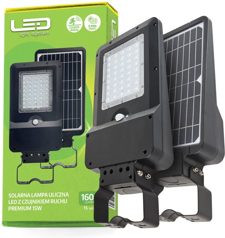 Solar-LED-Straßenlaterne mit Bewegungsmelder 15W IP65