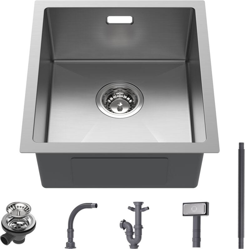 Cecipa - Spülbecken Küche 40x44cm, Spüle Küche Modern, Küchenspüle Edelstahl sus 304, Einbauspüle Edelstahl Eckig, Wasch...