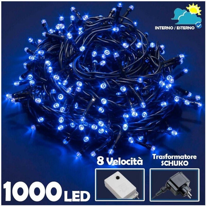Trade Shop Traesio - Trade Shop - lichterkette 1000 led lichter blau glühwürmchen controller 8 funktionen intern extern ...