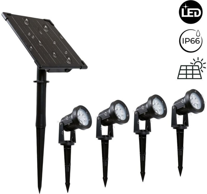 Barcelona Led - Kit x 4 Außen-Solarleuchten mit Solarmodul - 5W - IP66 - 3000K