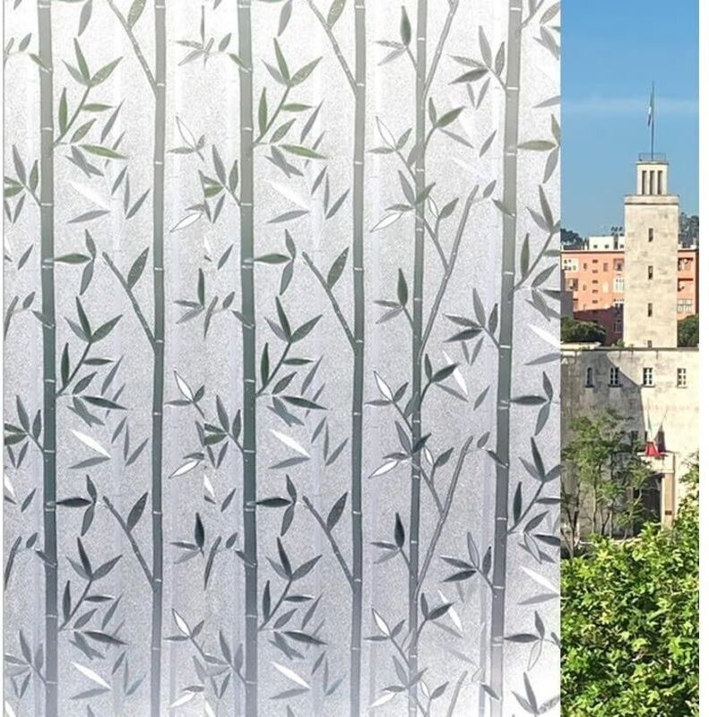 Bambus-Fensterfolie 60 x 200 cm, Sicht- und UV-Schutz, einfach anzubringen